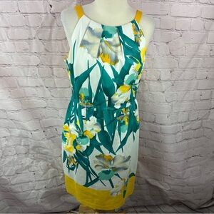 tahari floral sleeveless sheath dress sz 12